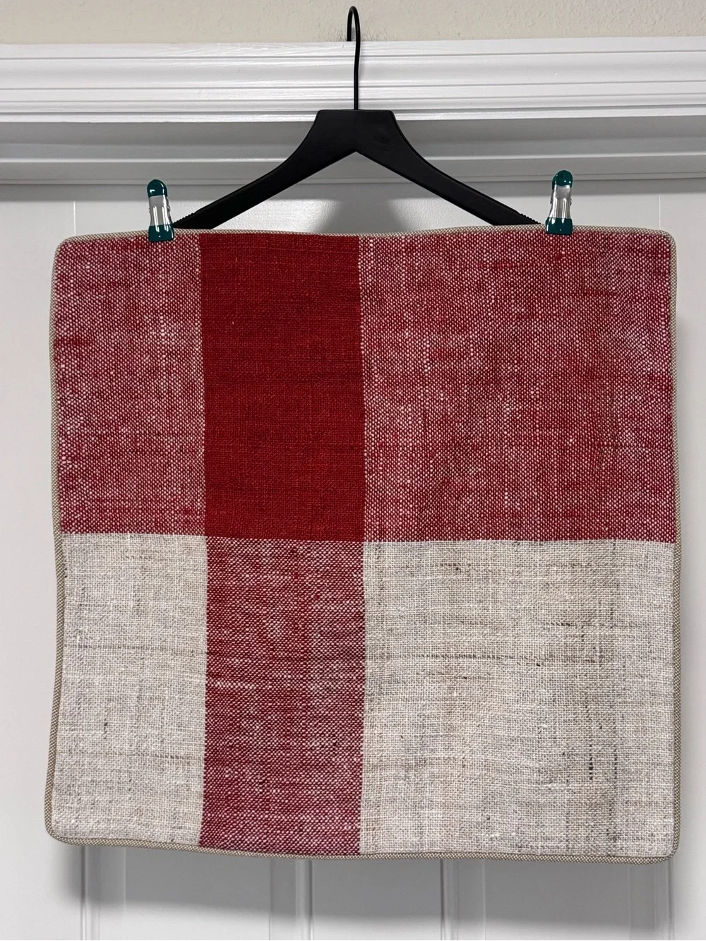 NWT Joon Loloi Susan Red Ivory Macro Plaid Pillow Cover 22x22 Holiday Accent⁠